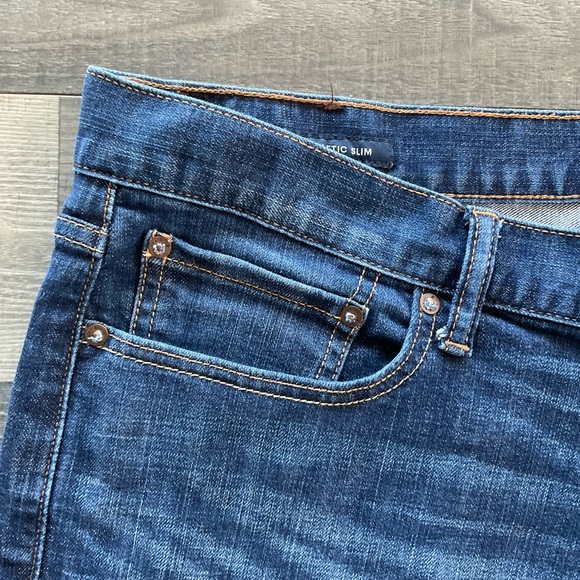 38x30 Lucky Brand 410 Athletic Fit Jeans Men's Blue Dark Wash Stretch 7MP1965T2 - Picture 4 of 14